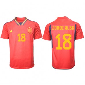 Spanien Jordi Alba #18 Replika Hjemmebanetrøje VM 2022 Kortærmet